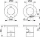 Technisches Diagramm eines Keuco-Produktes mit verschiedenen Ansichten und Maßangaben, einschließlich Durchmesser und Gewindeinformationen.